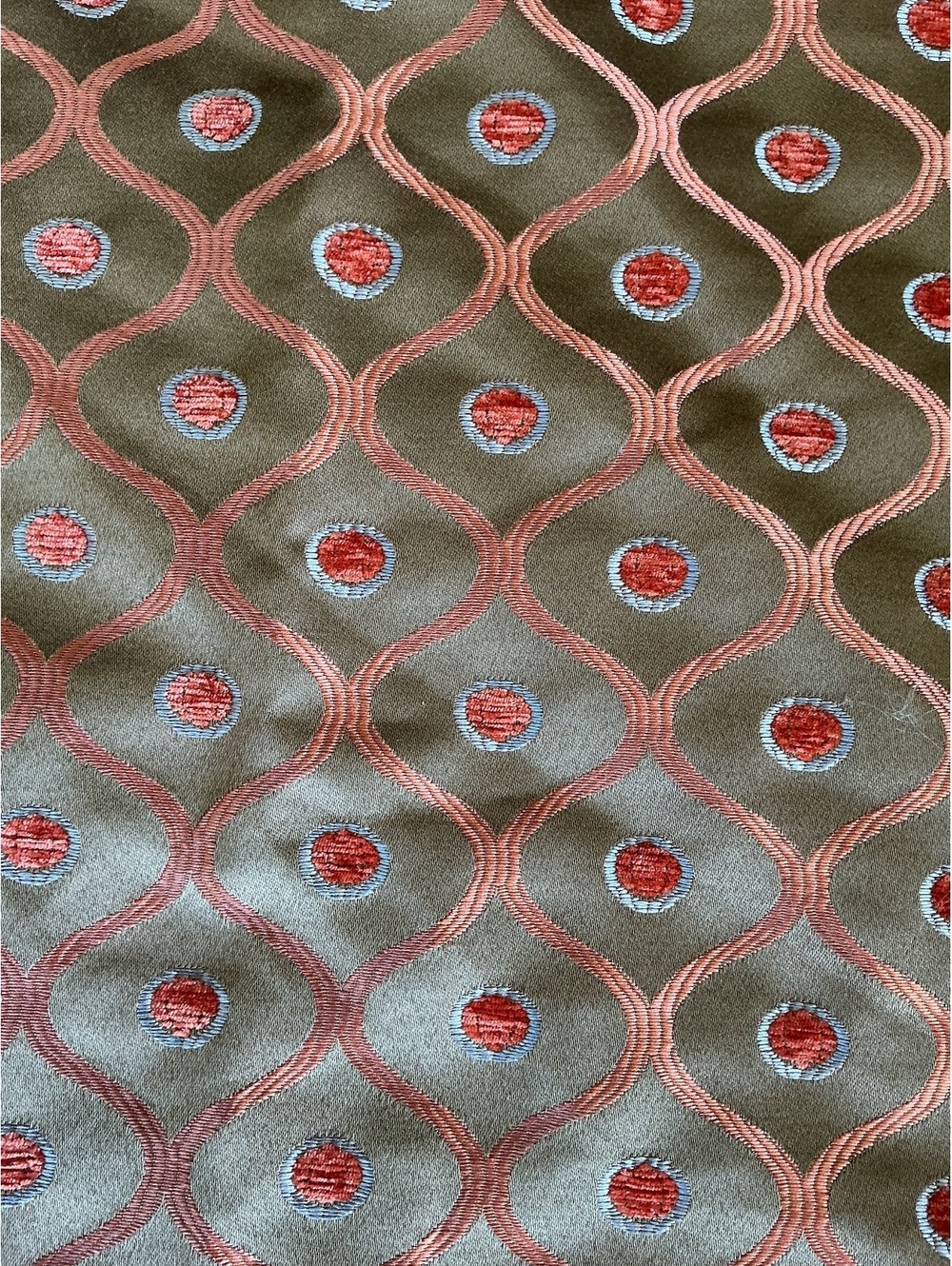 Elegant Taupe and Coral Embroidered Decorative Throw Pillow Cover with Silk Back
